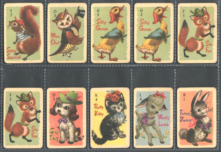 1935 Whitman Publishing Animal Rummy Lot of (33) Different Cards Plus Rules Card