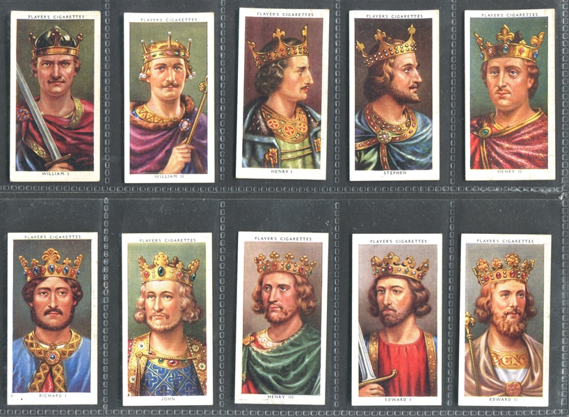 1935 John Player Kings and Queens of England Complete Set of (50) Cards