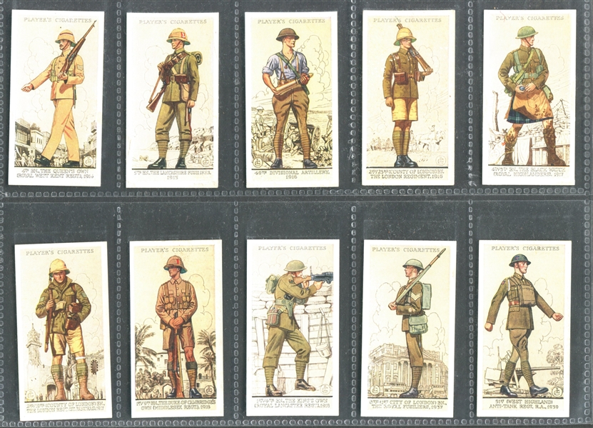 1939 John Player Uniforms of the Territorial Army Complete Set of (50) Cards