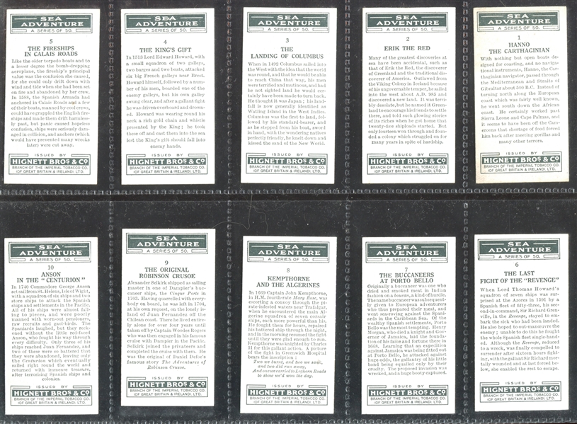 1939 Hignett Bros. Sea Adventure Complete Set of (50) Cards