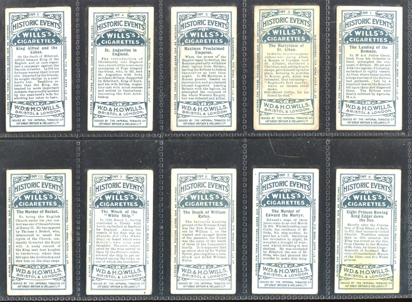 1912 Will's Cigarettes Historic Events Complete Set of (50) Cards 