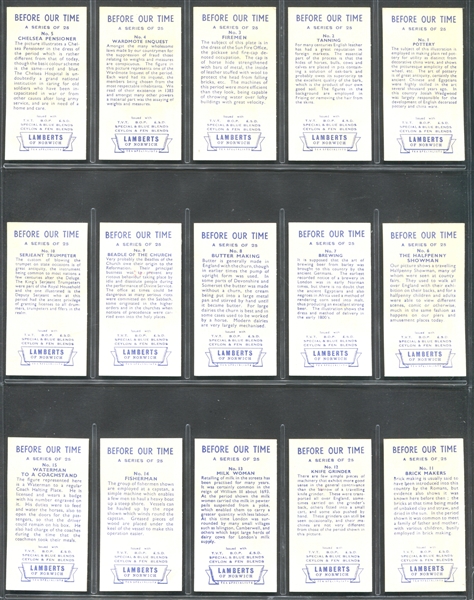 1961 Lambert's Tea (Norwich) Before our Time Complete Set of (25) Cards