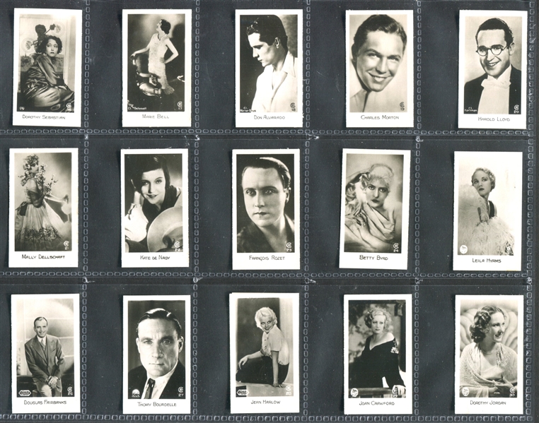 1932 Bridgewater Biscuits (UK) Film Stars (Series 1) Complete Set of (96) Cards