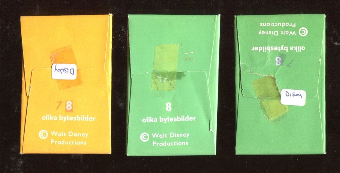 1970's Swedish Walt Disney Lot of (3) Unopened Packs