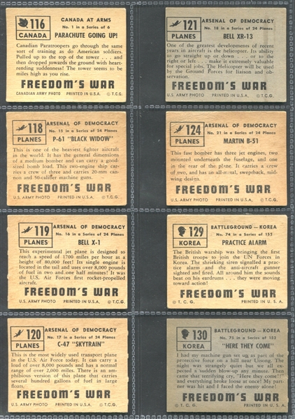 1950 Topps Freedom's War Lot of (89) Cards with Die Cut Tank