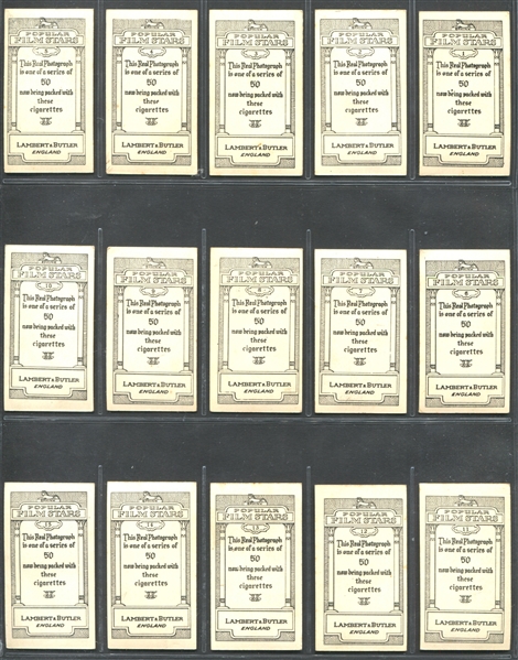 1925 Lambert & Butler Popular Film Stars Complete Set of (50) Cards