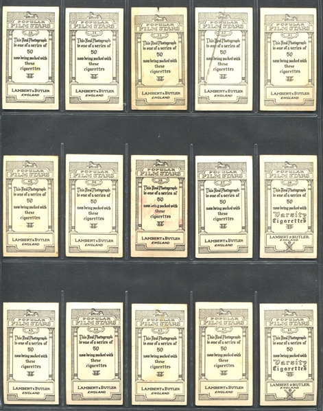 1925 Lambert & Butler Popular Film Stars Complete Set of (50) Cards