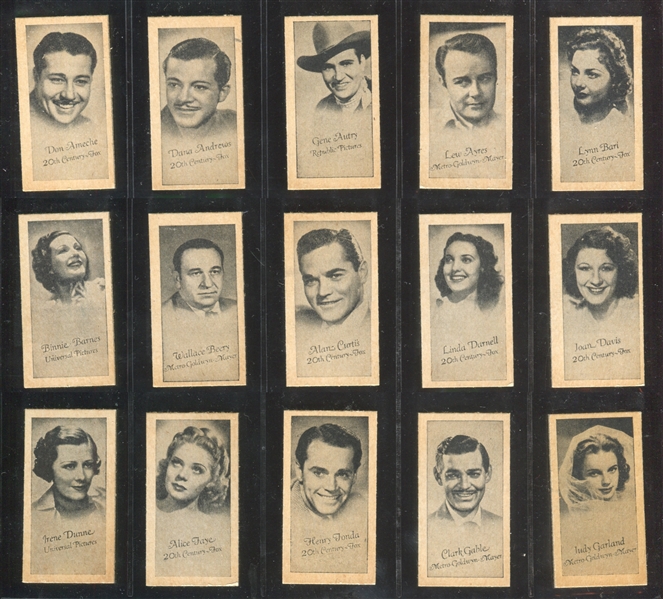 1950's Peerless Weight Scales Movie Stars Complete Set of (50) Cards