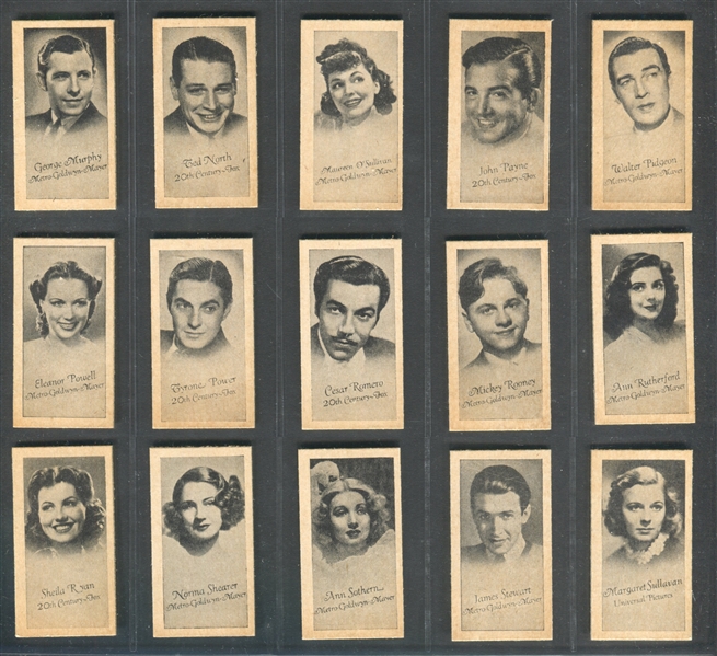 1950's Peerless Weight Scales Movie Stars Complete Set of (50) Cards