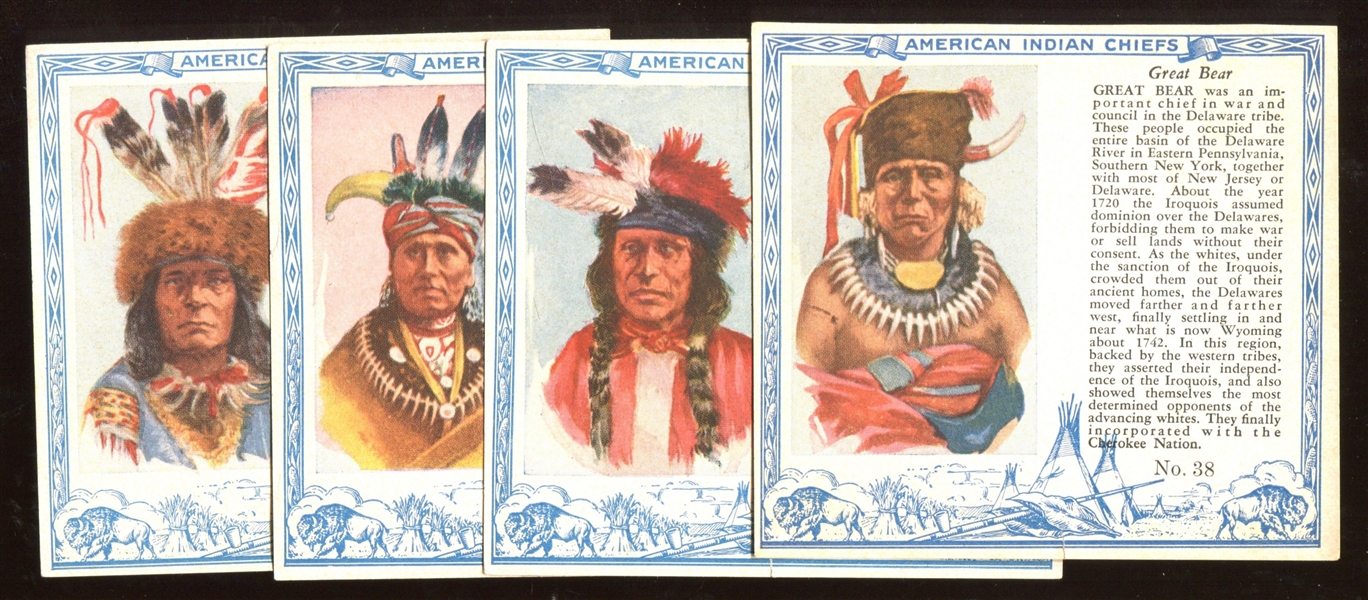 T129 Red Man Tobacco American Indian Chiefs Lot of (4) Cards