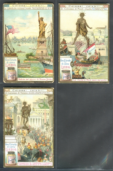 1906 Liebig Statue of Liberty Lot of (6) Cards, (3) each French and Italian