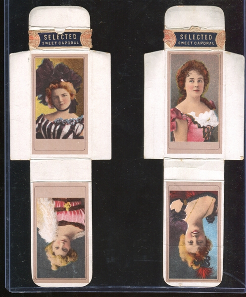 T176 Sweet Caporal Actresses Near Complete Set of (22/24) Cards on (11) Uncut Panels