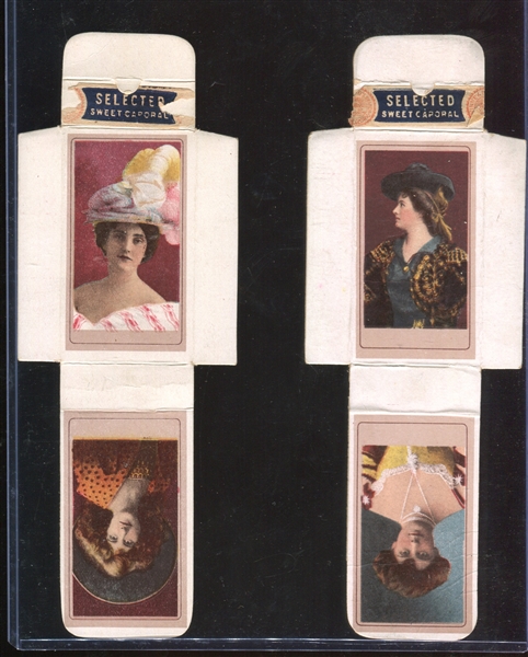 T176 Sweet Caporal Actresses Near Complete Set of (22/24) Cards on (11) Uncut Panels