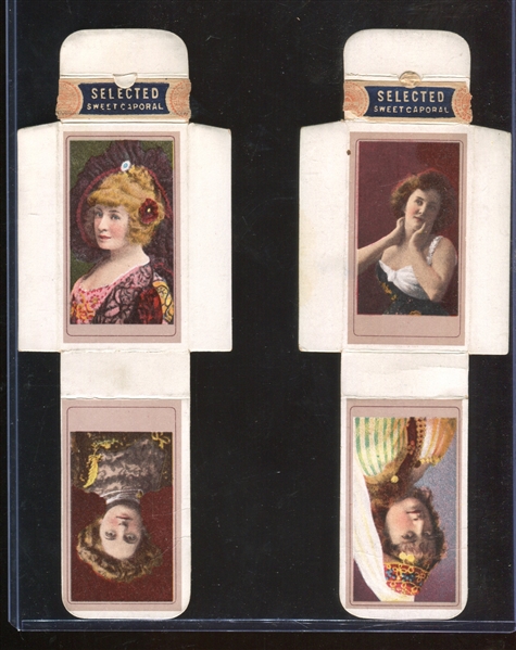 T176 Sweet Caporal Actresses Near Complete Set of (22/24) Cards on (11) Uncut Panels