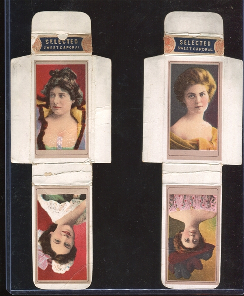 T176 Sweet Caporal Actresses Near Complete Set of (22/24) Cards on (11) Uncut Panels