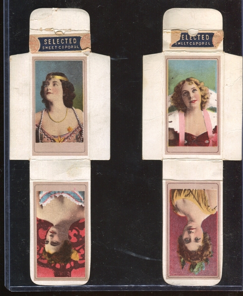 T176 Sweet Caporal Actresses Near Complete Set of (22/24) Cards on (11) Uncut Panels