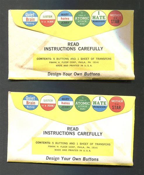 1970 Fleer Button Factory Lot of (2) Unopened Packages