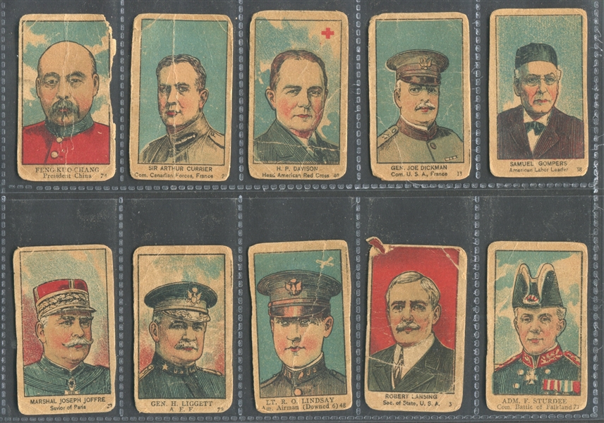 W545 World War I Leaders, Scenes and Insignia Lot of (48) Strip Cards