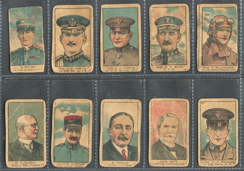 W545 World War I Leaders, Scenes and Insignia Lot of (48) Strip Cards