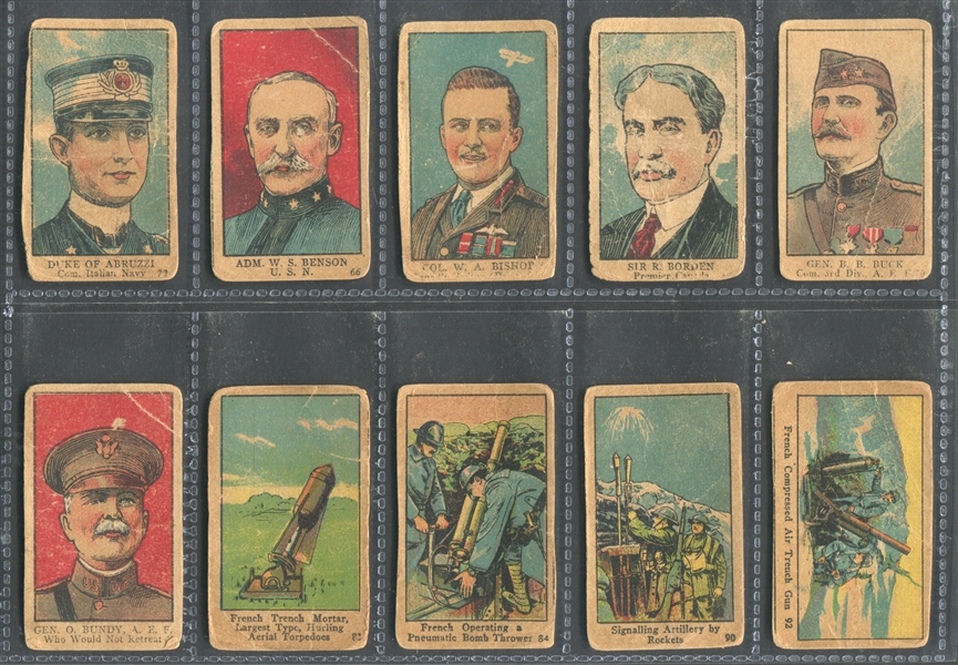 W545 World War I Leaders, Scenes and Insignia Lot of (48) Strip Cards