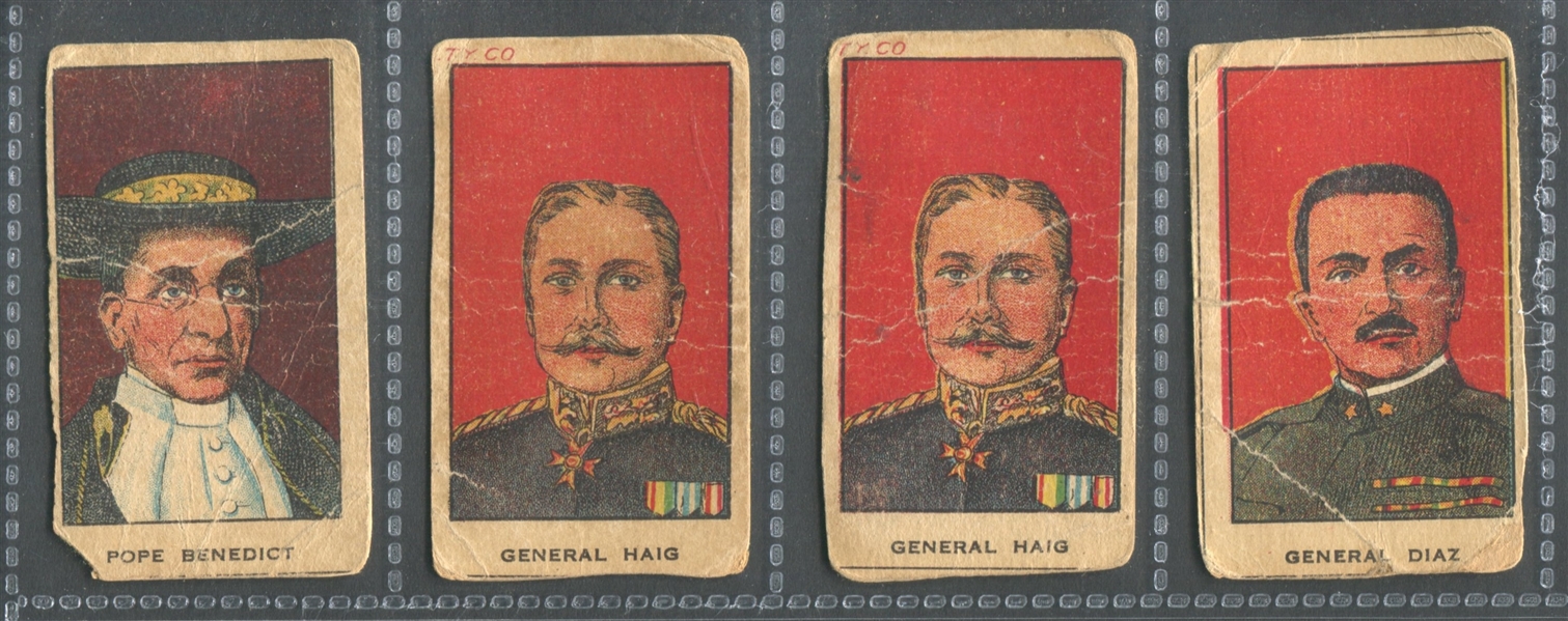 W545 World War I Leaders, Scenes and Insignia (Mayfair Backs) Lot of (14) Cards