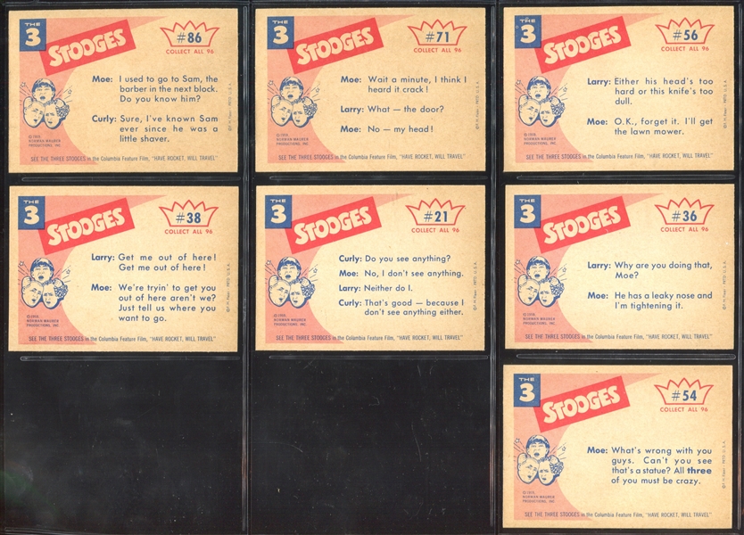 1959 Fleer Three Stooges Lot of (7) Cards