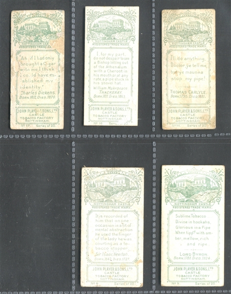 1900 Player's Famous Poets and Authors Lot of (5) Cards