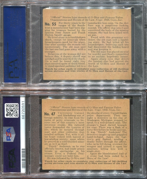 R60 Gum Inc G-Men and the Heroes of the Law Lot of (4) PSA6 EXMT Graded Cards