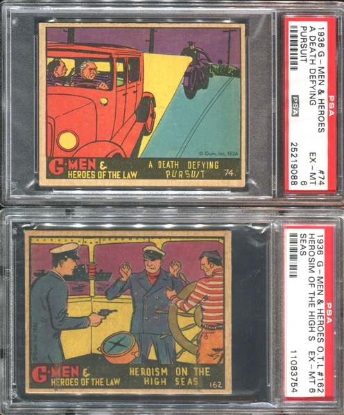 R60 Gum Inc G-Men and the Heroes of the Law Lot of (4) PSA6 EXMT Graded Cards