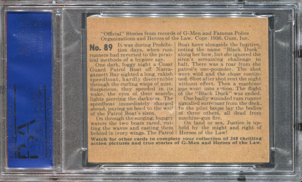 R60 Gum Inc G-Men and the Heroes of the Law #89 The Flight of the Black Duck PSA7 NM