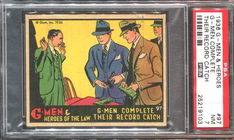 R60 Gum Inc G-Men and the Heroes of the Law #97 G-Men Complete Their Record Catch PSA7 NM