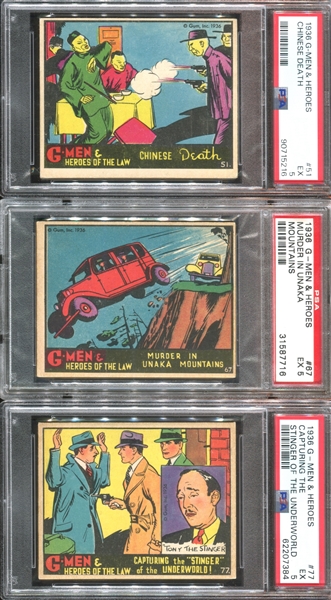 R60 Gum Inc G-Men and the Heroes of the Law Lot of (3) PSA5 EX Graded Cards