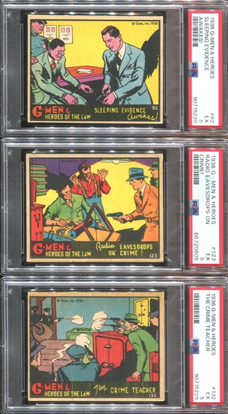 R60 Gum Inc G-Men and the Heroes of the Law Lot of (3) PSA5 EX Graded Cards