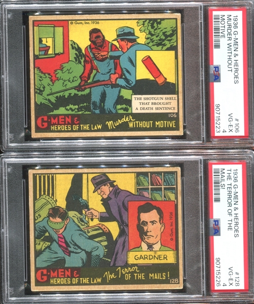 R60 Gum Inc G-Men and the Heroes of the Law Lot of (4) PSA4 VGEX Graded Cards