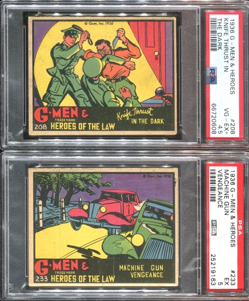 R60 Gum Inc G-Men and the Heroes of the Law Lot of (4) PSA-Graded 200 Series Cards