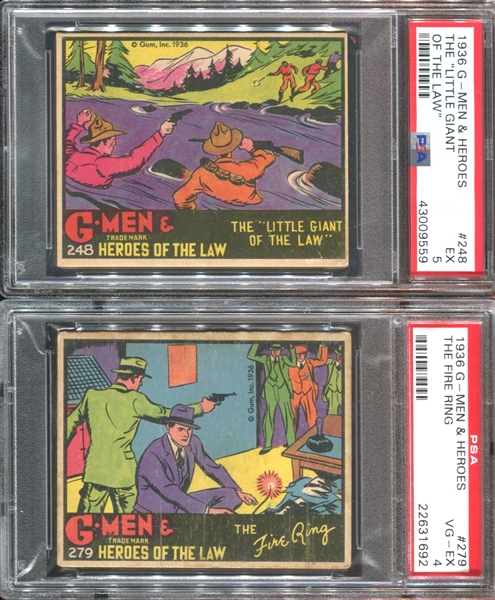 R60 Gum Inc G-Men and the Heroes of the Law Lot of (4) PSA-Graded 200 Series Cards