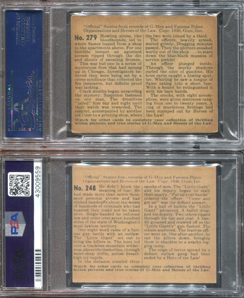 R60 Gum Inc G-Men and the Heroes of the Law Lot of (4) PSA-Graded 200 Series Cards