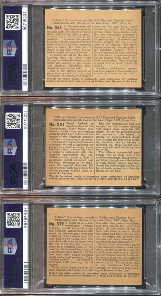 R60 Gum Inc G-Men and the Heroes of the Law Lot of (3) PSA-Graded 300 Series Cards