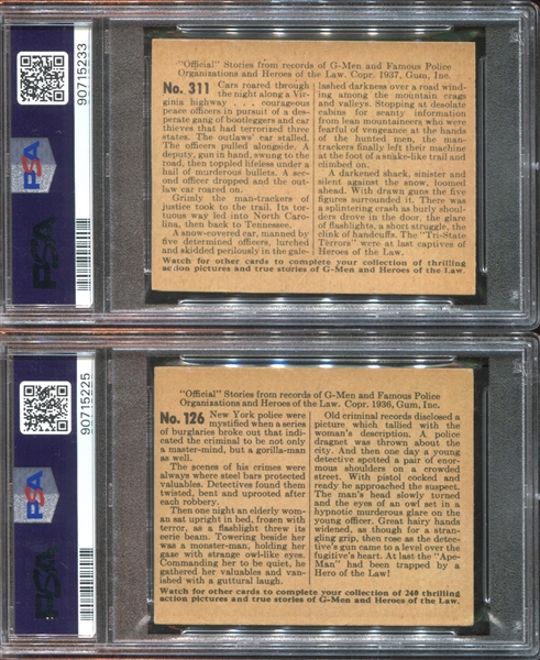 R60 Gum Inc G-Men and the Heroes of the Law Lot of (2) PSA-Graded Cards with 300 Series Card