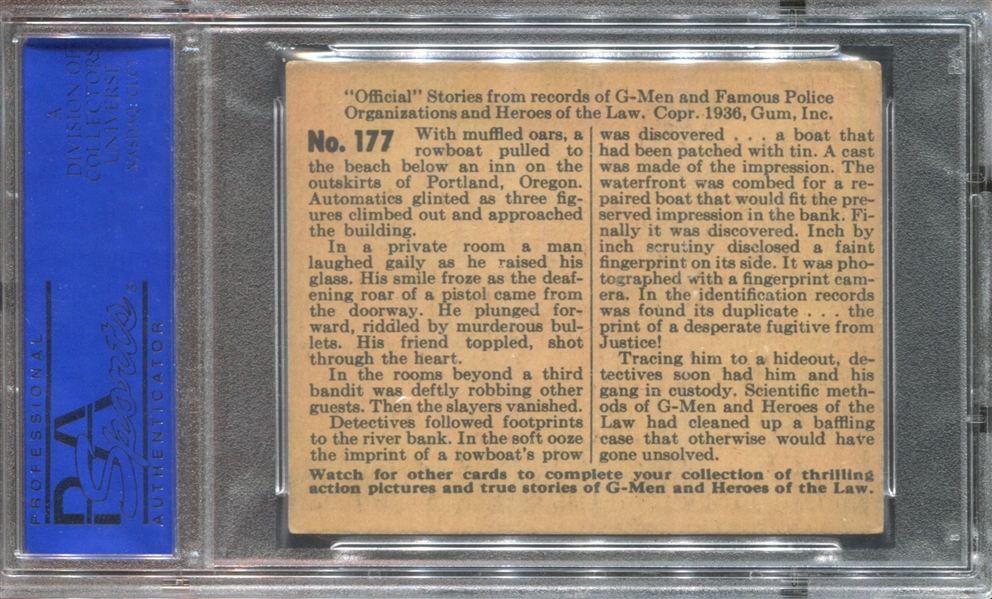 R60 Gum Inc G-Men and the Heroes of the Law #177 A Boat Betrays its Killer Crew PSA5 EX