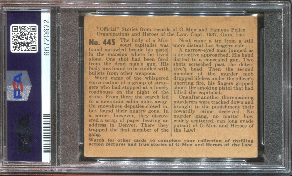 R60 Gum Inc G-Men and the Heroes of the Law #445 The Whispered Clue PSA4 VGEX