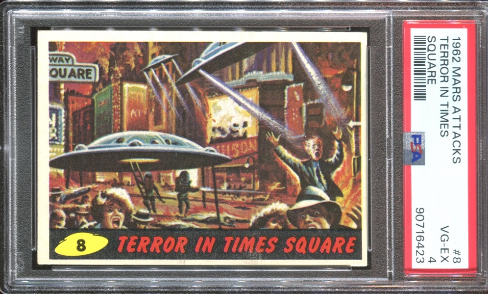 1962 Topps Mars Attacks #8 Terror in Times Square PSA4 VGEX 