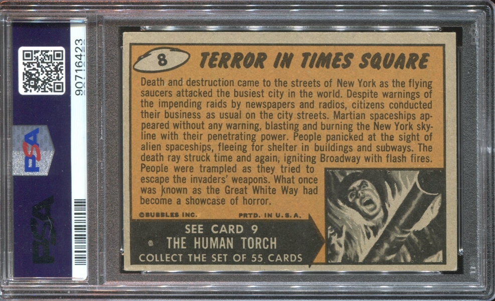 1962 Topps Mars Attacks #8 Terror in Times Square PSA4 VGEX 