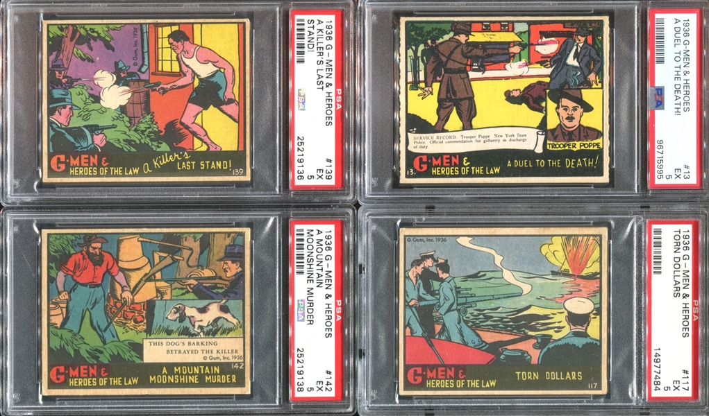 R60 Gum Inc G-Men and the Heroes of the Law Lot of (4) PSA5 EX Cards