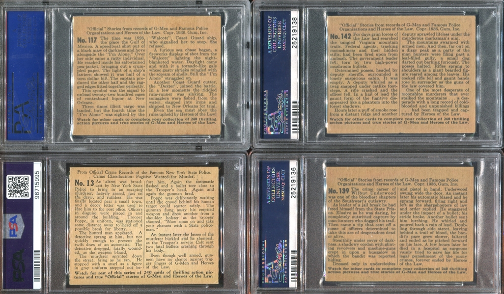 R60 Gum Inc G-Men and the Heroes of the Law Lot of (4) PSA5 EX Cards