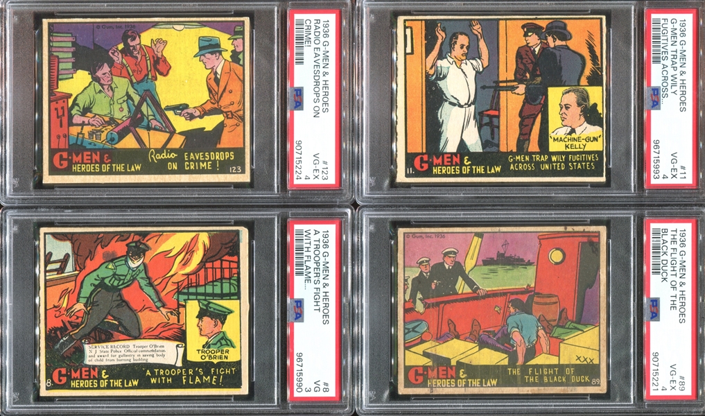 R60 Gum Inc G-Men and the Heroes of the Law Lot of (4) PSA-Graded Cards