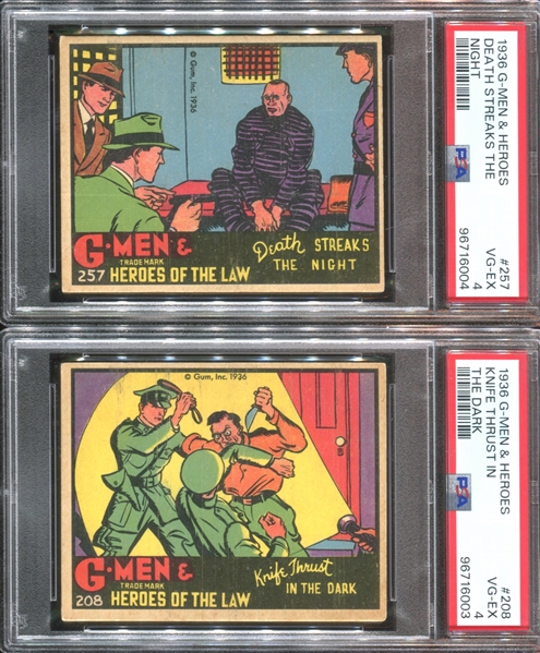 R60 Gum Inc G-Men and the Heroes of the Law Lot of (2) PSA-Graded 200 Series Cards