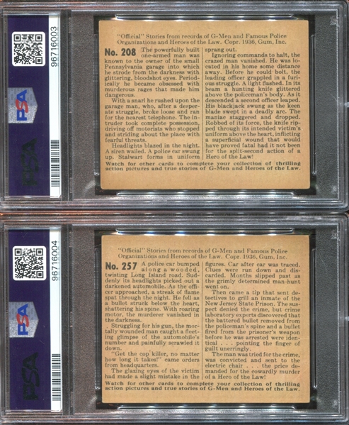 R60 Gum Inc G-Men and the Heroes of the Law Lot of (2) PSA-Graded 200 Series Cards