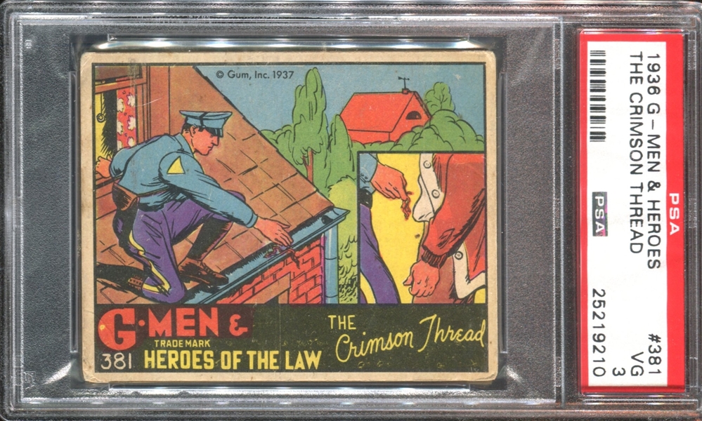 R60 Gum Inc G-Men and the Heroes of the Law #381 The Crimson Thread PSA3 VG