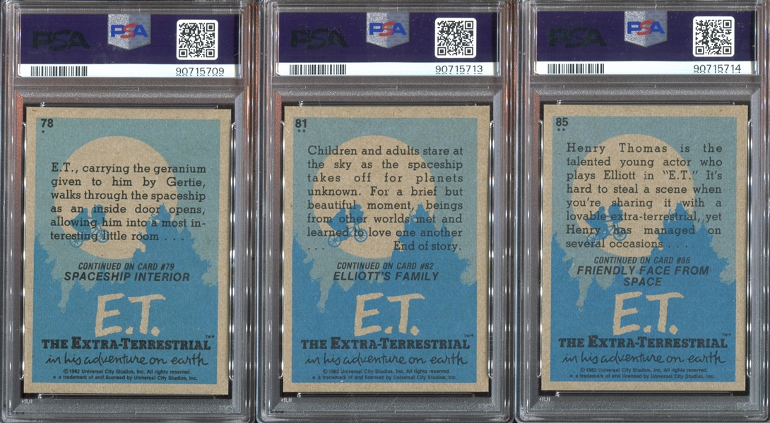 1982 Topps E.T. The Extraterrestrial Lot of (13) PSA-Graded Cards